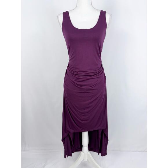 Naked Princess Women's Modal Ruched High Low Tank Dress Small Purple - Picture 2 of 14